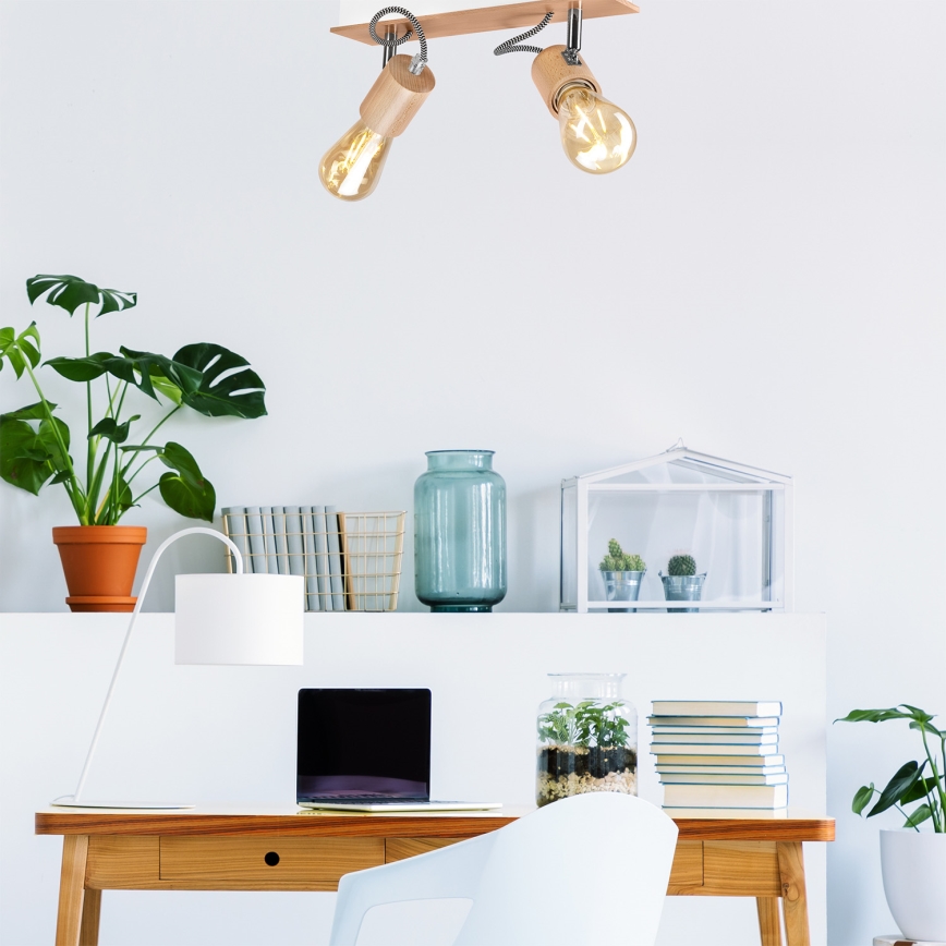 Surface-mounted chandelier GUSTAVO 2xE27/60W/230V beech - FSC certified