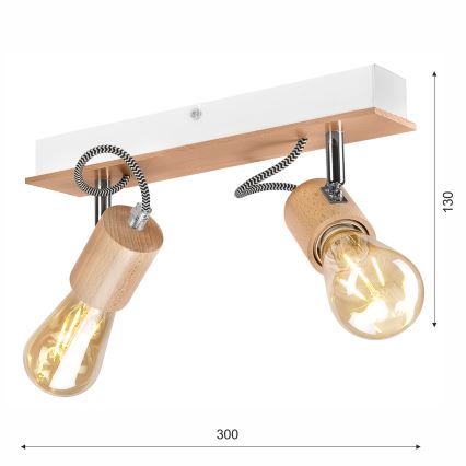 Surface-mounted chandelier GUSTAVO 2xE27/60W/230V beech - FSC certified