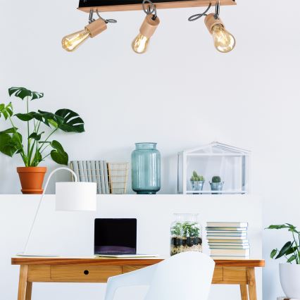 Surface-mounted chandelier GUSTAVO 3xE27/60W/230V beech - FSC certified