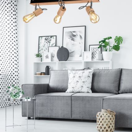 Surface-mounted chandelier GUSTAVO 3xE27/60W/230V beech - FSC certified