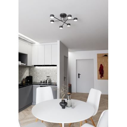 Surface-mounted chandelier HALO 6xGX53/8W/230V black