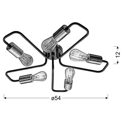 Surface-mounted chandelier HERPE 5xE27/60W/230V