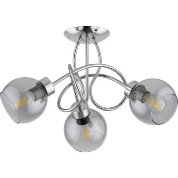 Surface-mounted chandelier HOSSA 3xE27/15W/230V glossy chrome/black/smoked