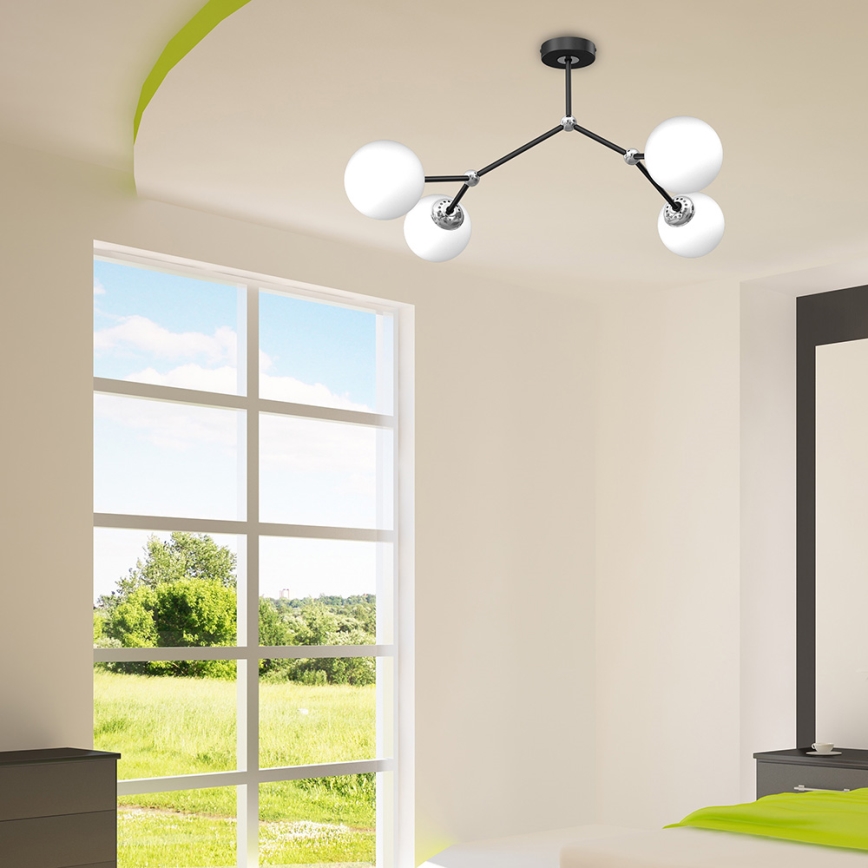 Surface-mounted chandelier JOY 4xE14/40W/230V black/shiny chrome
