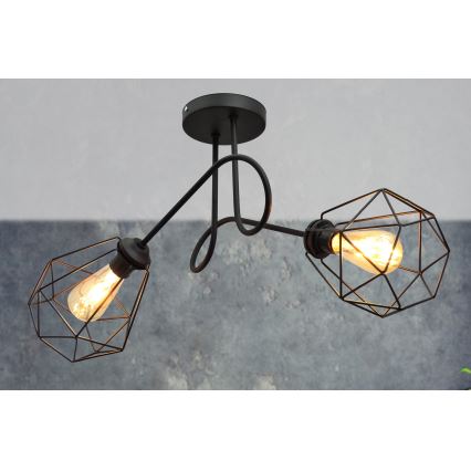 Surface-mounted chandelier KARO 2xE27/15W/230V black
