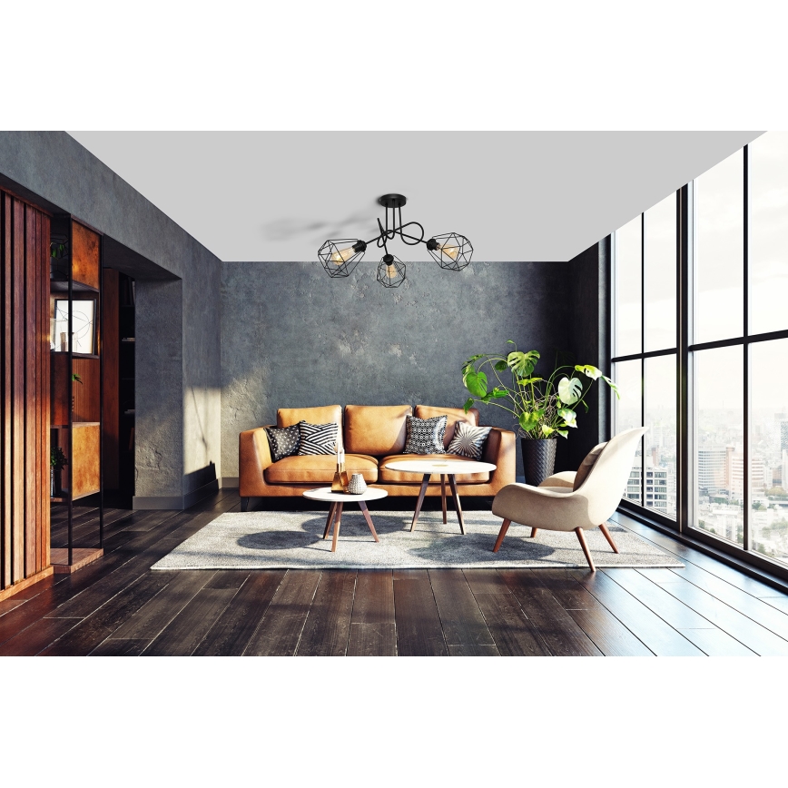 Surface-mounted chandelier KARO 3xE27/15W/230V black