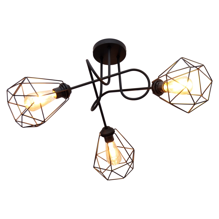 Surface-mounted chandelier KARO 3xE27/15W/230V black