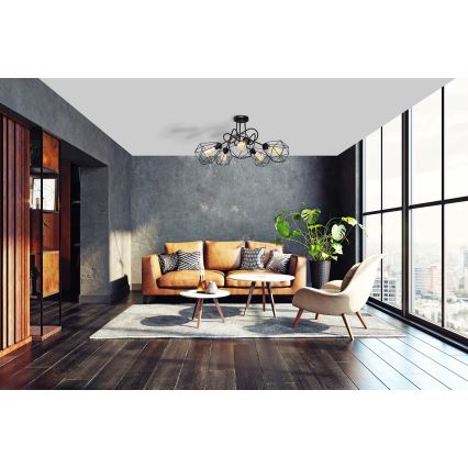 Surface-mounted chandelier KARO 5xE27/15W/230V black