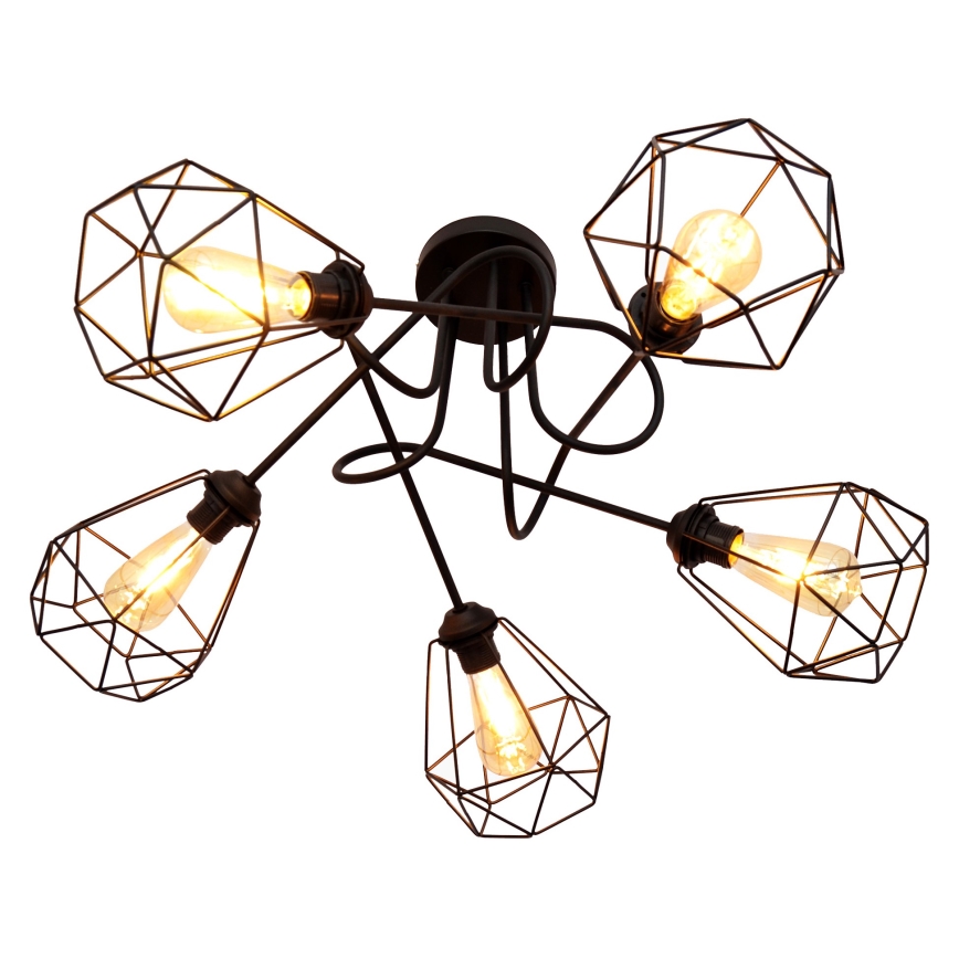 Surface-mounted chandelier KARO 5xE27/15W/230V black