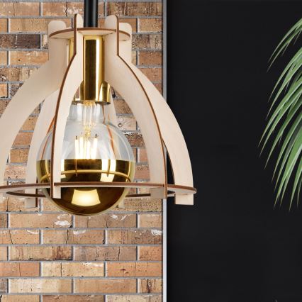 Surface-mounted chandelier LANDO 1xE27/15W/230V d. 21 cm beech