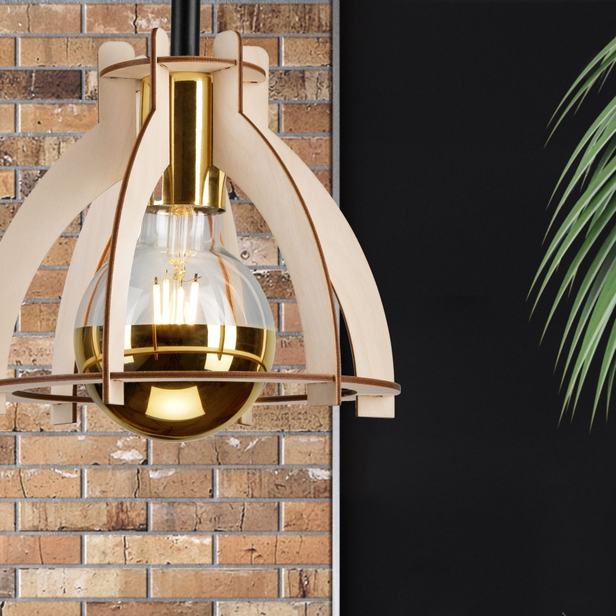 Surface-mounted chandelier LANDO 1xE27/15W/230V d. 21 cm beech