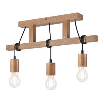 Surface-mounted chandelier LEON 3xE27/60W/230V oak
