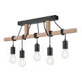 Surface-mounted chandelier LEONIDAS 5xE27/60W/230V oak
