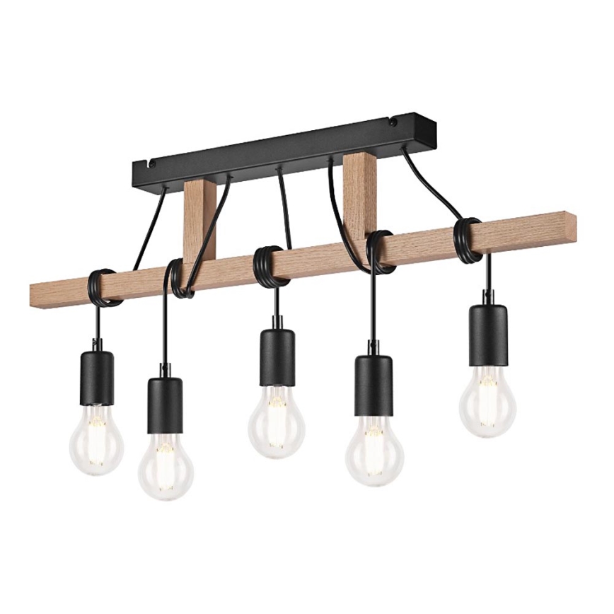 Surface-mounted chandelier LEONIDAS 5xE27/60W/230V oak