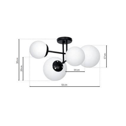 Surface-mounted chandelier LIMA 4xE14/40W/230V