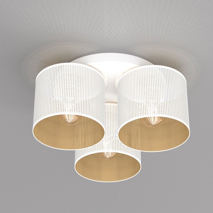 Surface-mounted chandelier LOFT SHADE 3xE27/60W/230V white/gold