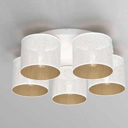 Surface-mounted chandelier LOFT SHADE 5xE27/60W/230V white/gold