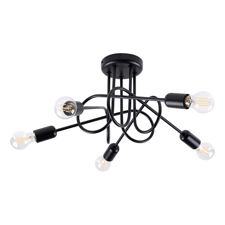 Surface-mounted chandelier LOOP 5xE27/15W/230V black