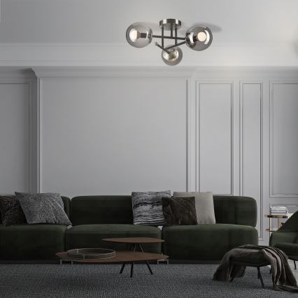 Surface-mounted chandelier MALENA 3xE14/5W/230V black/smoky
