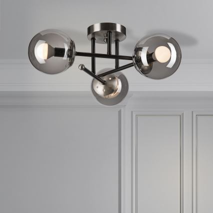 Surface-mounted chandelier MALENA 3xE14/5W/230V black/smoky