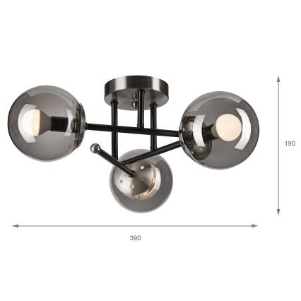 Surface-mounted chandelier MALENA 3xE14/5W/230V black/smoky