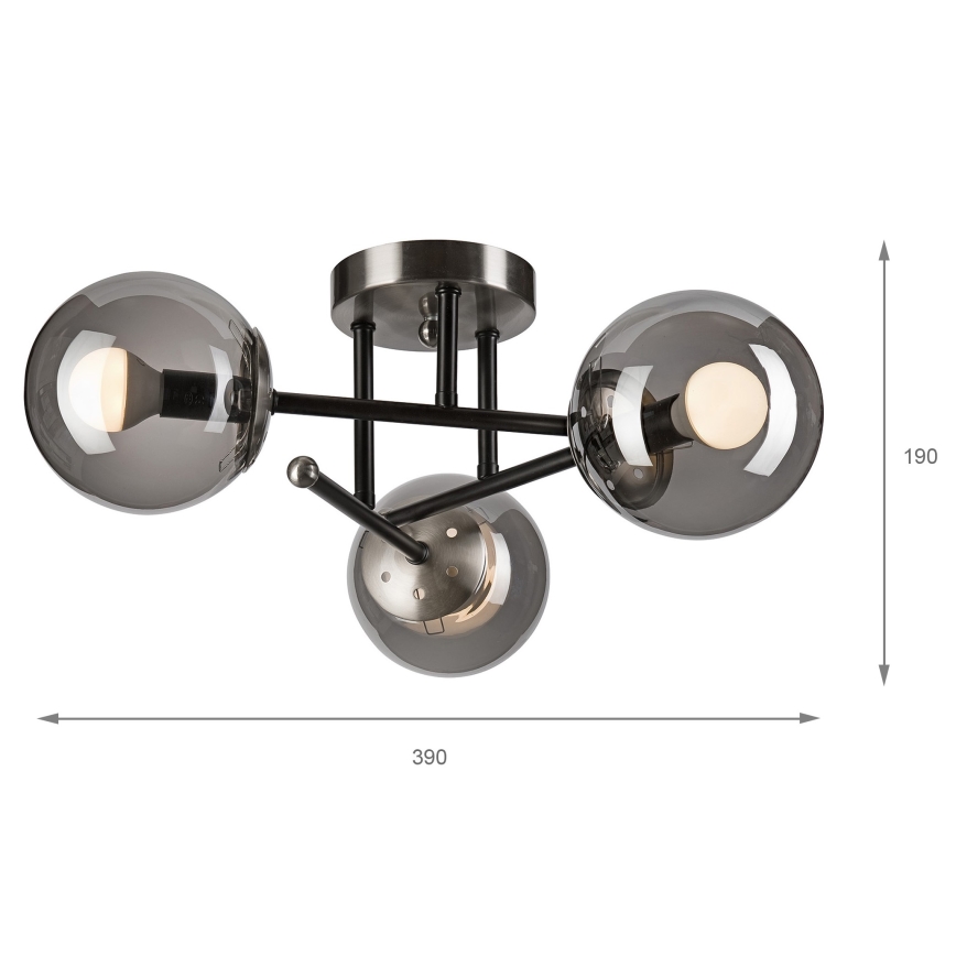 Surface-mounted chandelier MALENA 3xE14/5W/230V black/smoky