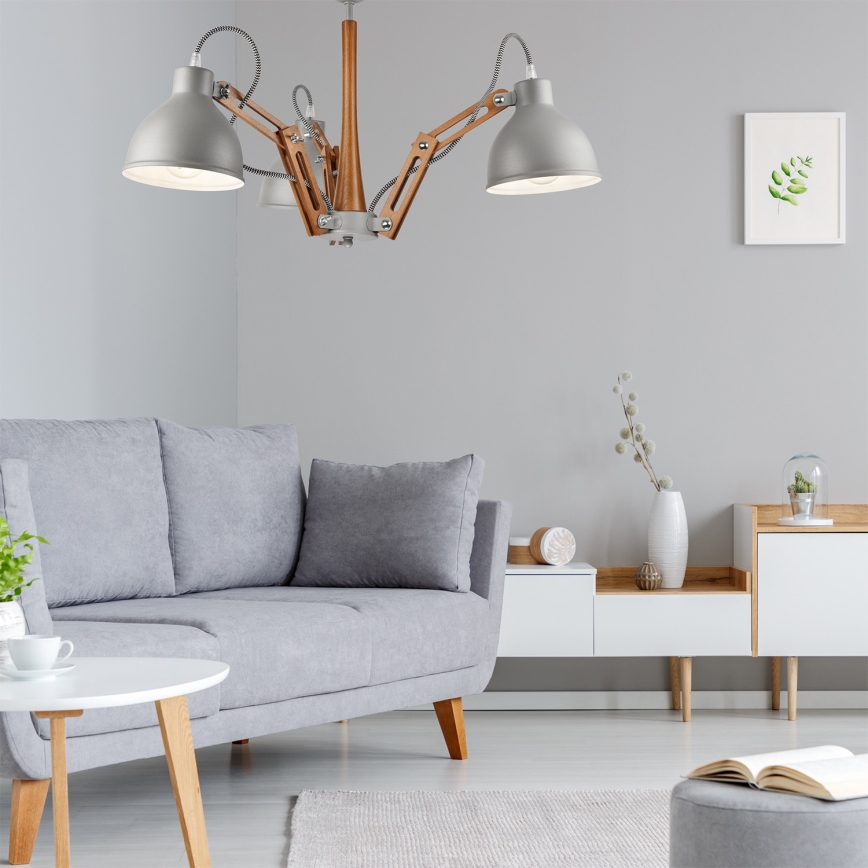 Surface-mounted chandelier MARCELLO 3xE27/60W/230V beech - FSC certified
