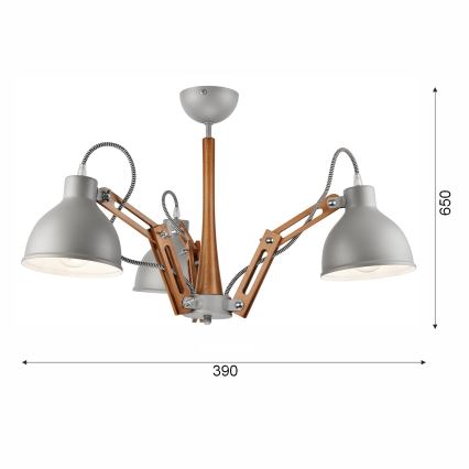 Surface-mounted chandelier MARCELLO 3xE27/60W/230V beech - FSC certified