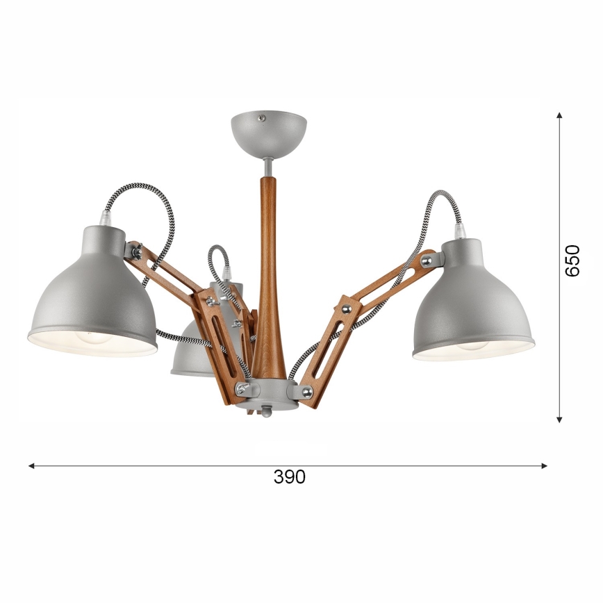 Surface-mounted chandelier MARCELLO 3xE27/60W/230V beech - FSC certified