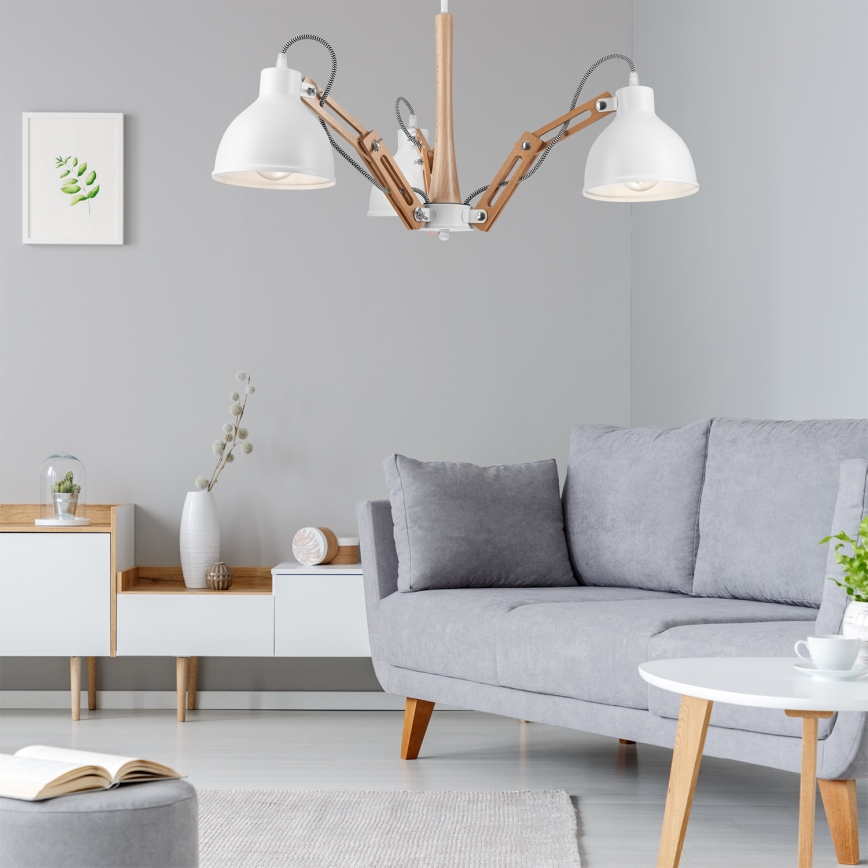 Surface-mounted chandelier MARCELLO 3xE27/60W/230V beech - FSC certified