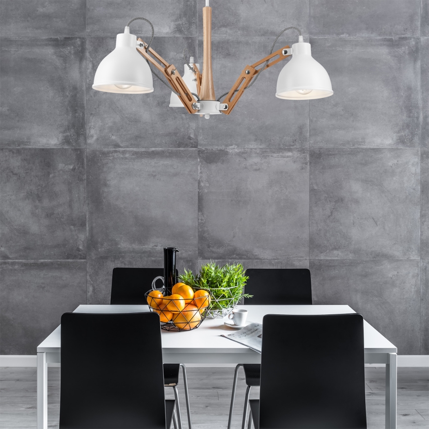 Surface-mounted chandelier MARCELLO 3xE27/60W/230V beech - FSC certified