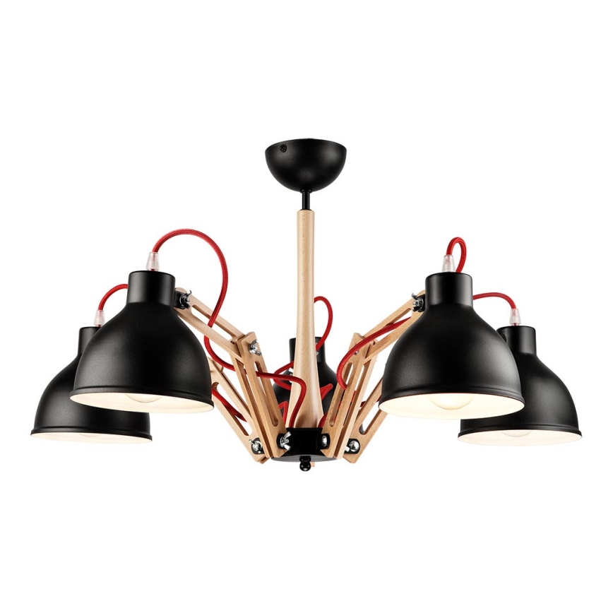 Surface-mounted chandelier MARCELLO 5xE27/60W/230V beech - FSC certified