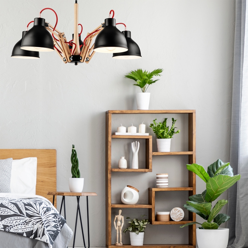 Surface-mounted chandelier MARCELLO 5xE27/60W/230V beech