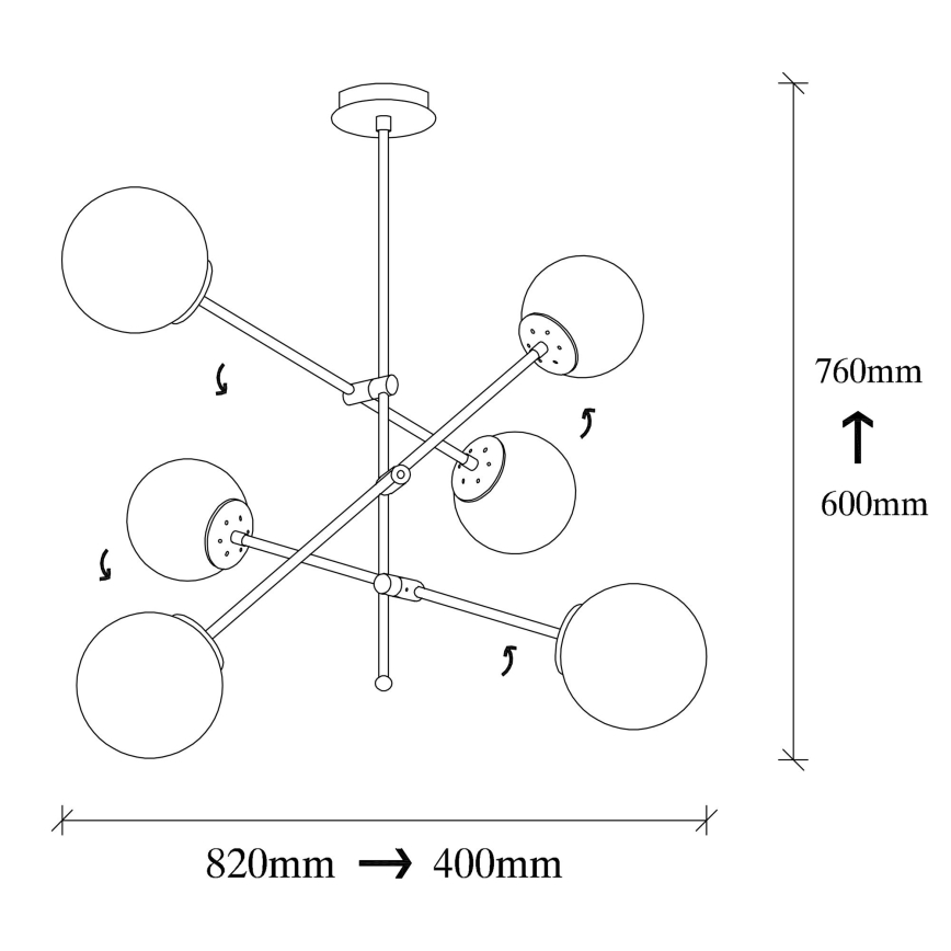 Surface-mounted chandelier MARTI 6xE27/100W/230V