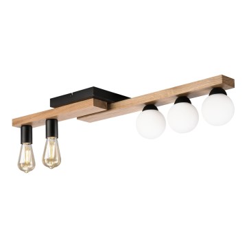 Surface-mounted chandelier MATTE 2xE27/15W/230V + 3xG9/5W/230V black/oak