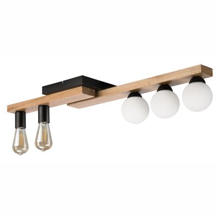 Surface-mounted chandelier MATTE 2xE27/15W/230V + 3xG9/5W/230V black/oak