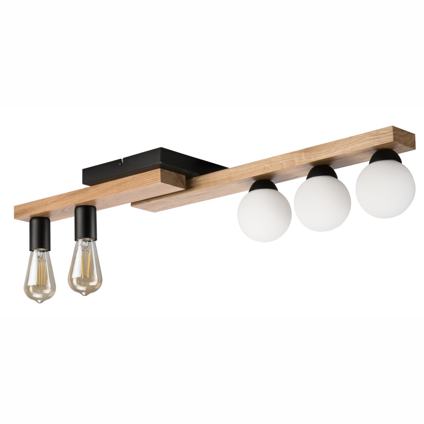 Surface-mounted chandelier MATTE 2xE27/15W/230V + 3xG9/5W/230V black/oak
