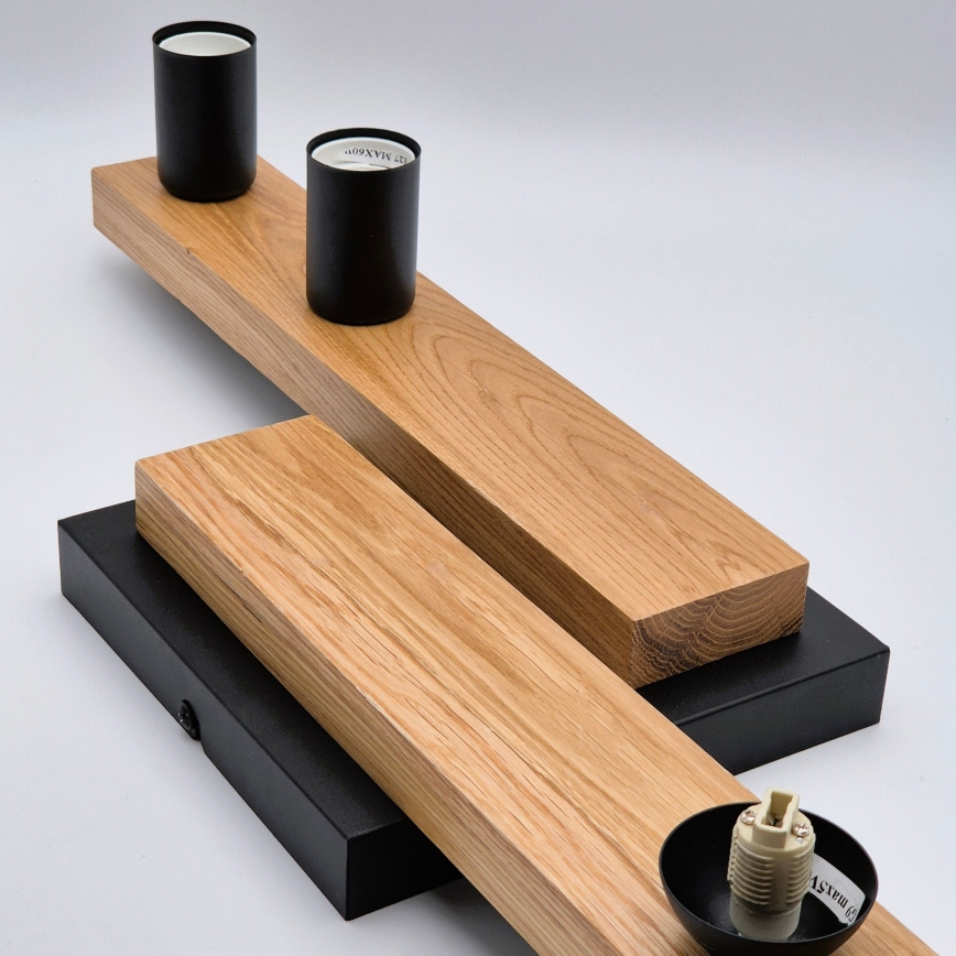 Surface-mounted chandelier MATTE 2xE27/15W/230V + 3xG9/5W/230V black/oak