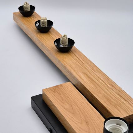 Surface-mounted chandelier MATTE 2xE27/15W/230V + 3xG9/5W/230V black/oak