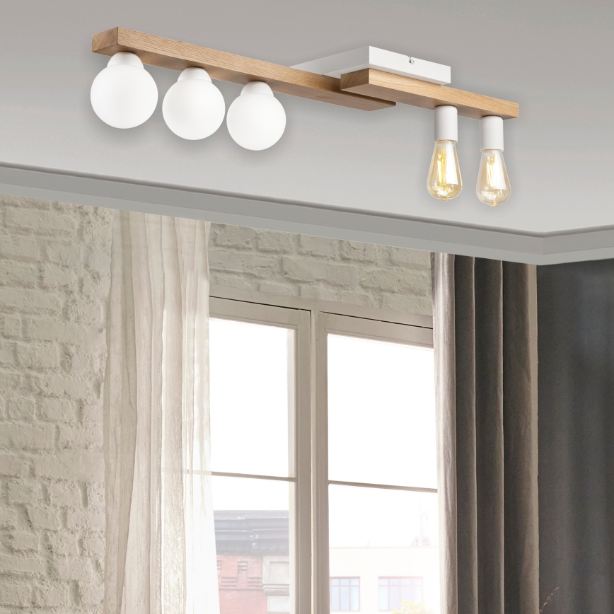 Surface-mounted chandelier MATTE 2xE27/15W/230V + 3xG9/5W/230V white/oak
