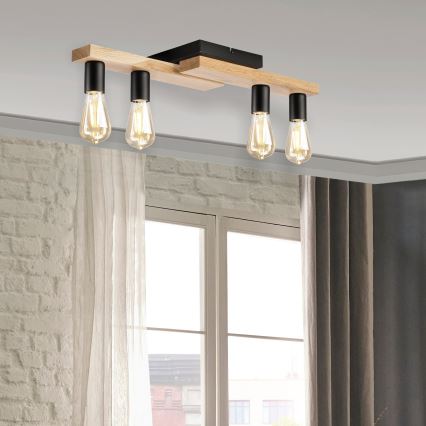 Surface-mounted chandelier MATTE 4xE27/15W/230V black/oak