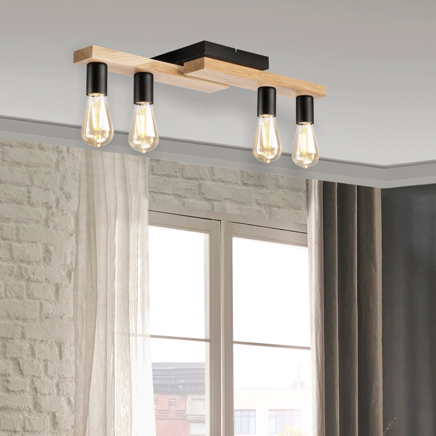 Surface-mounted chandelier MATTE 4xE27/15W/230V black/oak