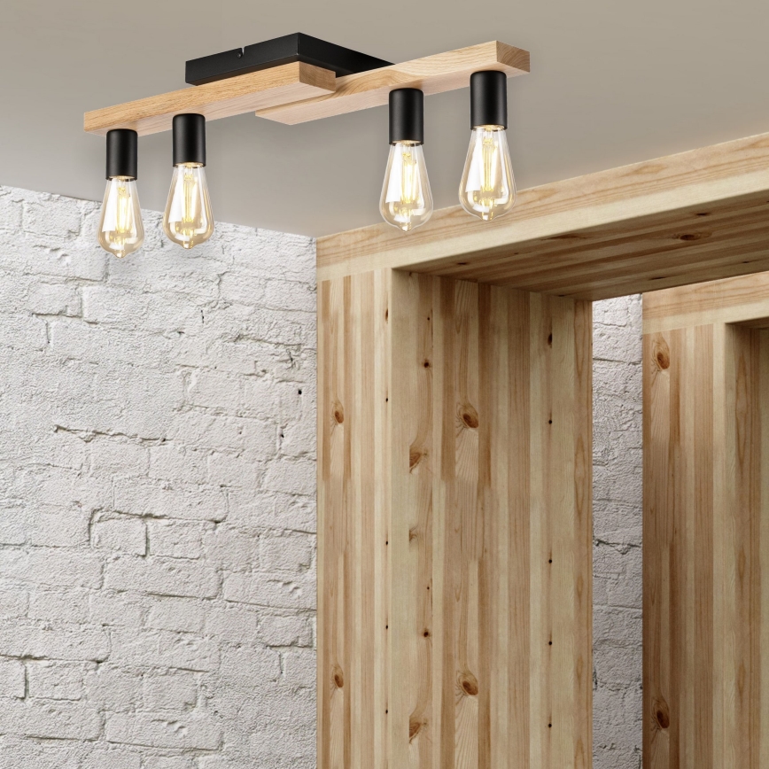 Surface-mounted chandelier MATTE 4xE27/15W/230V black/oak
