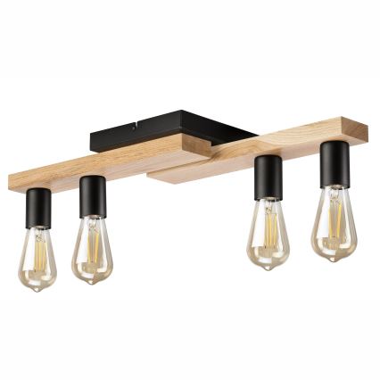 Surface-mounted chandelier MATTE 4xE27/15W/230V black/oak