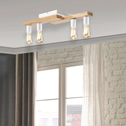 Surface-mounted chandelier MATTE 4xE27/15W/230V white/oak