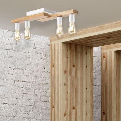 Surface-mounted chandelier MATTE 4xE27/15W/230V white/oak