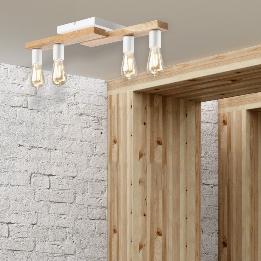 Surface-mounted chandelier MATTE 4xE27/15W/230V white/oak