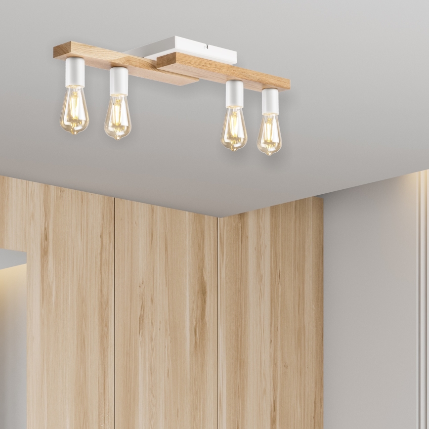 Surface-mounted chandelier MATTE 4xE27/15W/230V white/oak