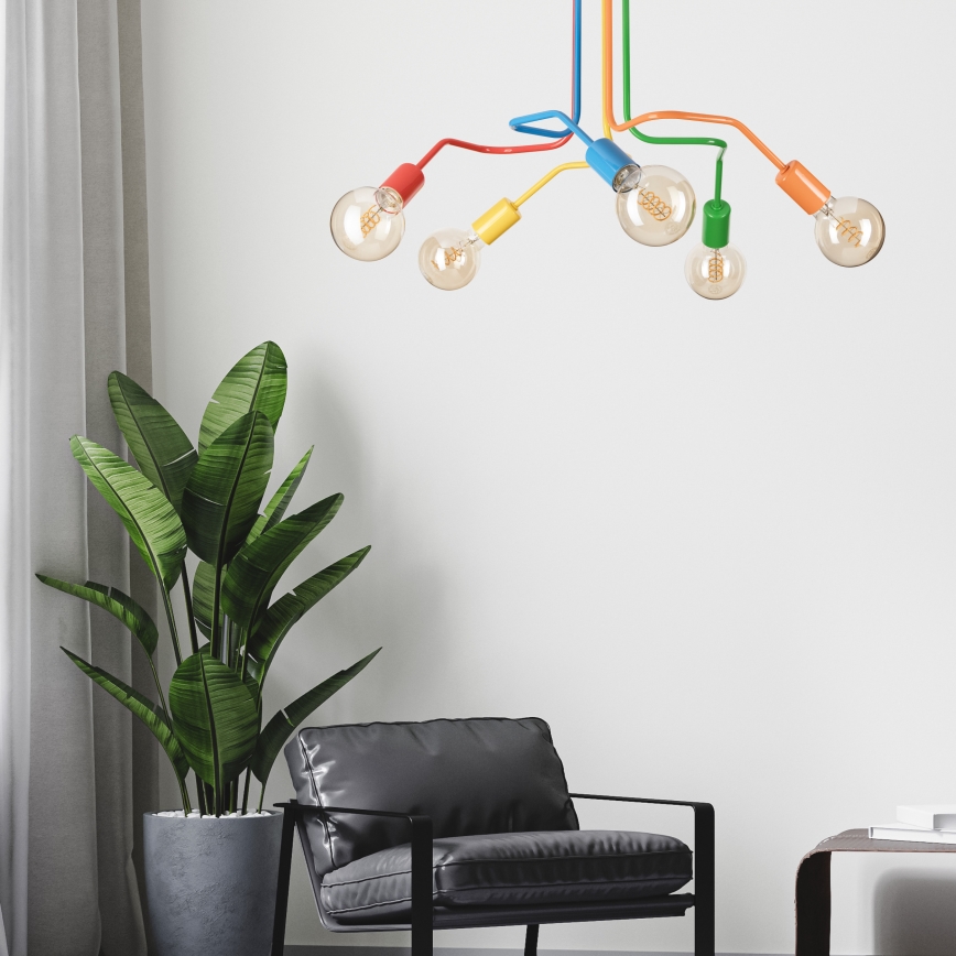 Surface-mounted chandelier MATYLDA 5xE27/60W/230V colorful