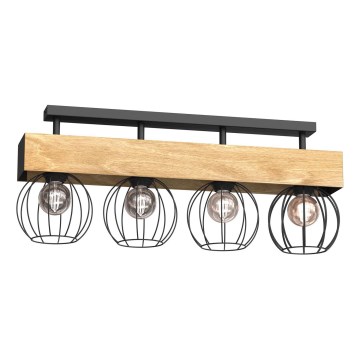 Surface-mounted chandelier MENTON 4xE27/15W/230V black/brown/oak